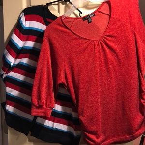 2 - nice Red/White/Blue light-weight fall sweaters